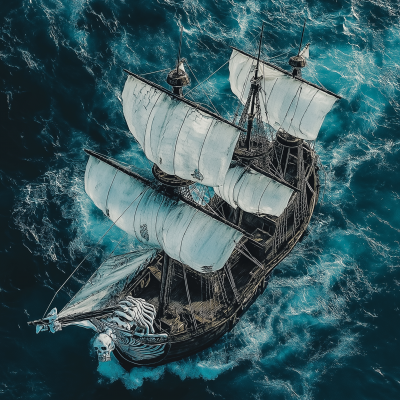 Pirate Ship in the Ocean