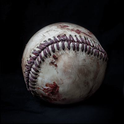 Creepy Baseball on Black Background