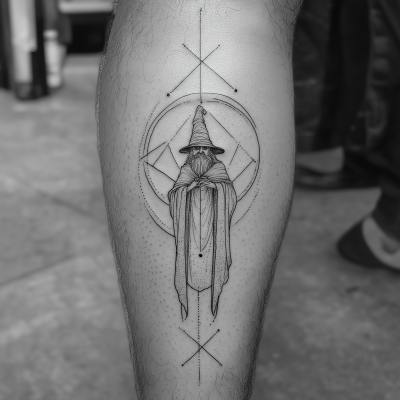 Line Art Wizard Tattoo