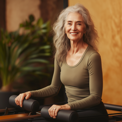 Smiling Pilates Enthusiast