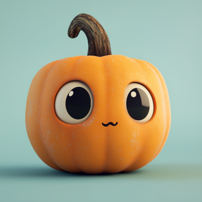 Cute Cartoon Halloween Pumpkin Head