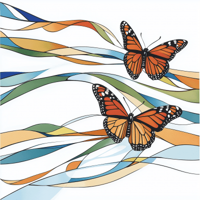 Monarch Butterflies in Flight