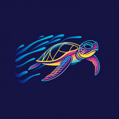 Snorkel and Sea Turtle Illustration