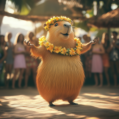 Capybara in Hula Skirt