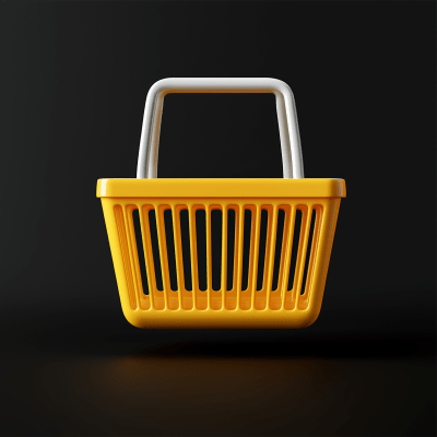 3D Yellow Shopping Basket Icon