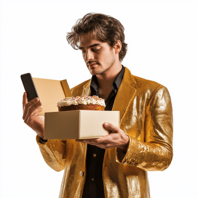 Man with Cake Box