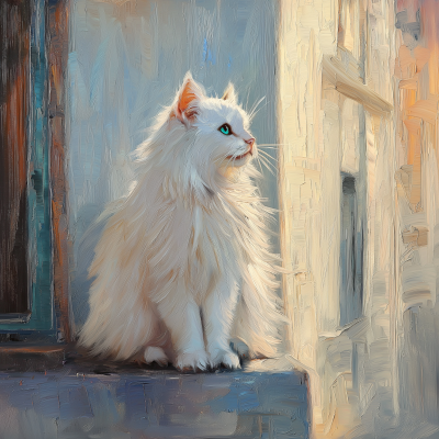 Fluffy Cat at Sunset