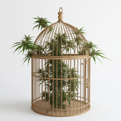 Cannabis Plant in Birdcage