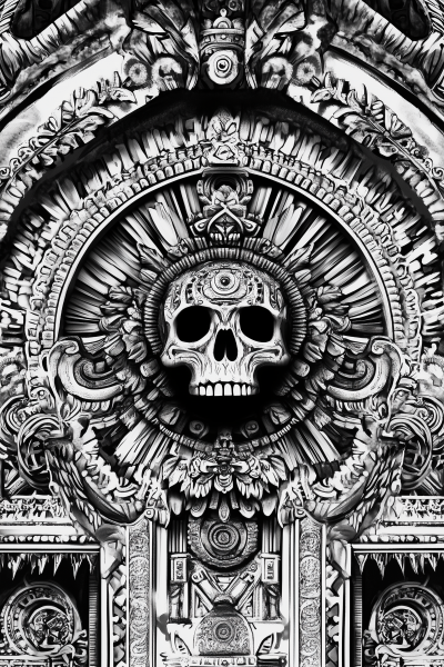 Ornate Aztec Skull Design