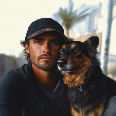 Man with Dog in Las Vegas