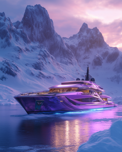 Luxurious Yacht on Icy Sea