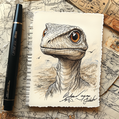 Velociraptor Ink Drawing