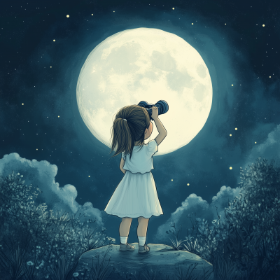 Girl Gazing at the Moon