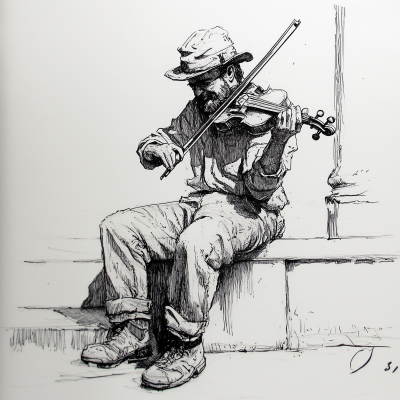 Busker Playing the Violin