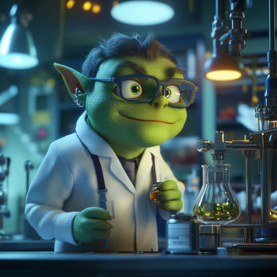 Green Orc Scientist Child