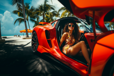 Young Woman in Luxury Car