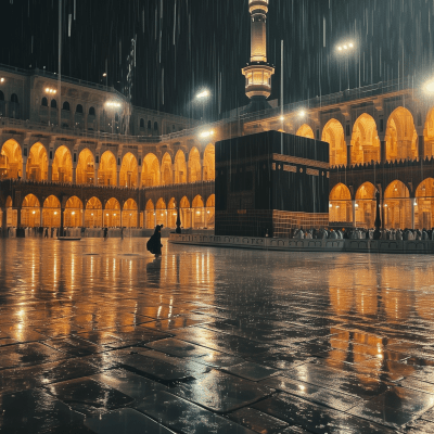 Raining in Mekkah at the Kaaba