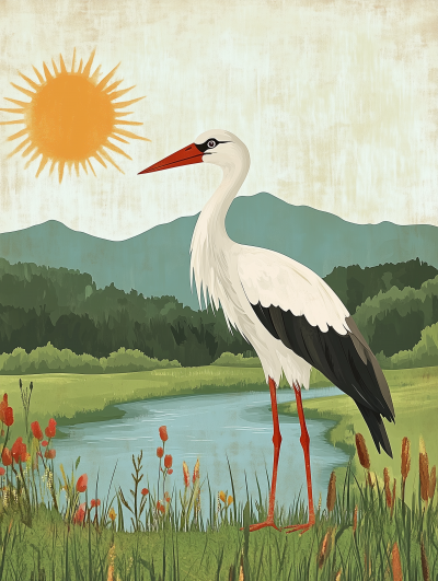 Stork in the Meadow