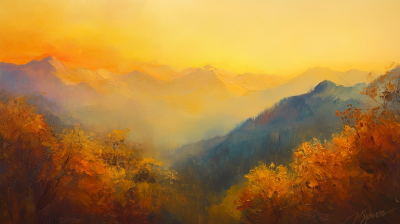 Autumn Mountains at Sunset