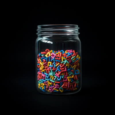 Colorful Letters in Jar
