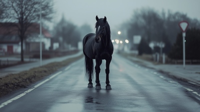 Black Horse on the Road