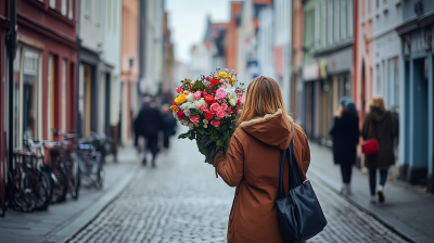 Woman with Flowers in Aalborg