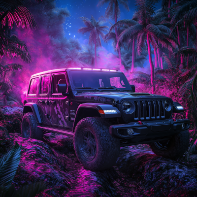 Jeep Wrangler Off-Roading in Neon Forest