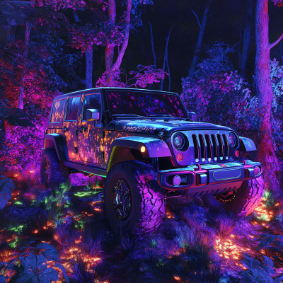 Jeep Wrangler Offroading in Neon Forest