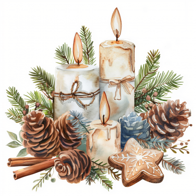 Watercolor Christmas Composition