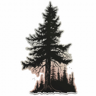 Dark Forest Pine Tree Sticker