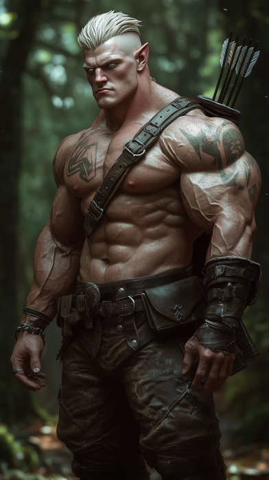 Elven Bodybuilder in Forest