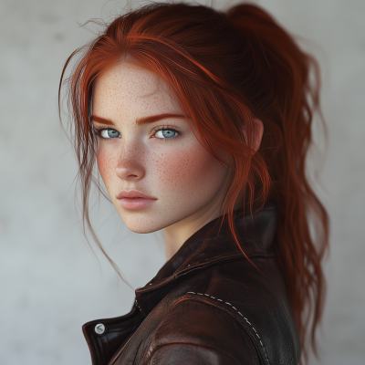 Young Woman in Leather Jacket