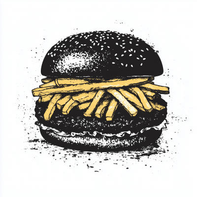 Silhouette of Hamburger and Fries