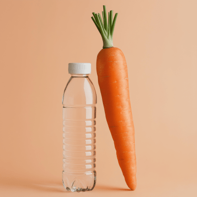 Carrot Against Water Bottle