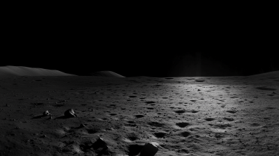 Lunar Surface Under Black Sky