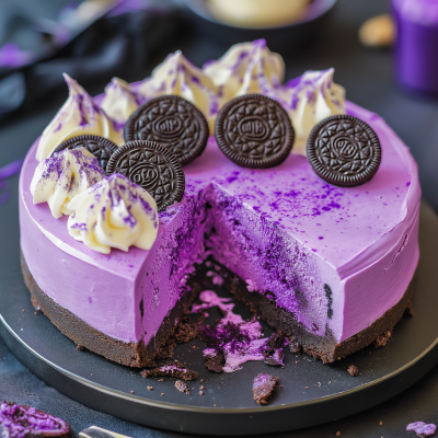 Purple Velvet Oreos Cheesecake