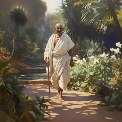 Mahatma Gandhi in Garden