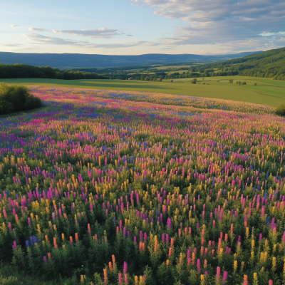 Aerial View of Flower Field