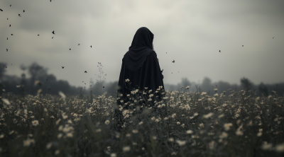 Mysterious Figure in Flowers