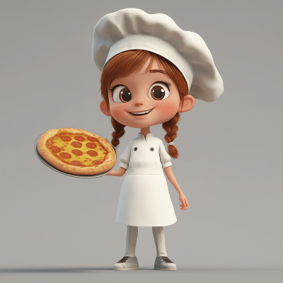 Little Chef Girl with Pizza