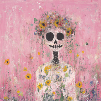 Cute Pink Skeleton Head