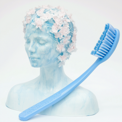 Creative Woman Sculpture with Toothbrush