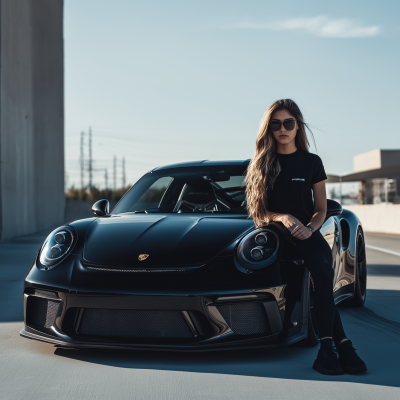 Woman on Porsche