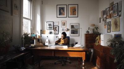 Art Portraits in Home Office