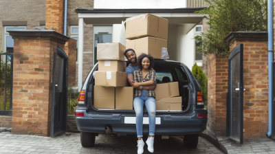 Happy Couple with Car