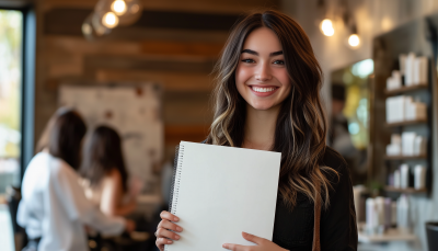 Smiling Hairstylist with Magazine