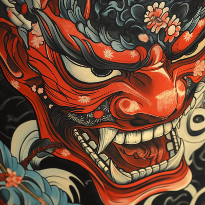 Japanese Oni Mask Tattoo Art