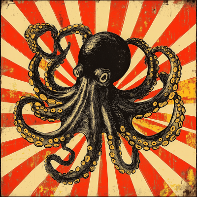 Giant Octopus in Pop Art Style