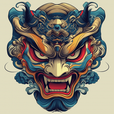 Furious Oni Mask Tattoo