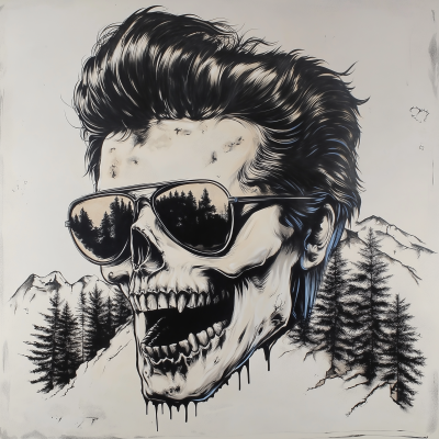 Elvis Skull Illustration